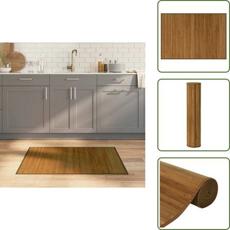 Teppich Rechteckig Braun 70x100 cm Bambus - Naturfaser Teppich - Bambus Teppich - Wohnraum Teppich - Flur Teppich - Schlafzimmer Teppich (1/5)