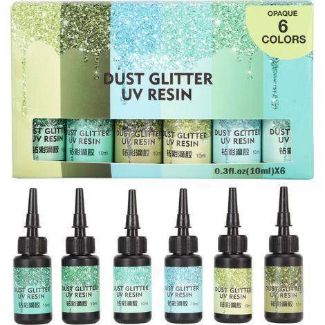 Stück 10 ml farbiges UV-Harz in Stiftform, schnellhärtend, mit Aluminiumfolie versiegelt für DIY-Schmuck und Bastelarbeiten – Grüne Serie (1/5)