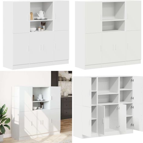 vidaXL Ensemble d'armoires de cuisine 3 pcs blanc bois d'ingénierie (1/5)