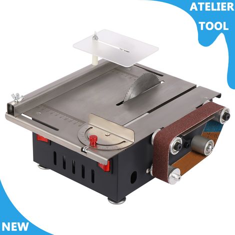 ATELIER 200W Mini table scie courroie ponceur multifonctionnel table scie vitesse réglable 10000r/min (1/5)