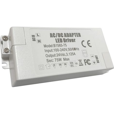 Alimentation LED 24V DC 75W 3.1A 100-240V