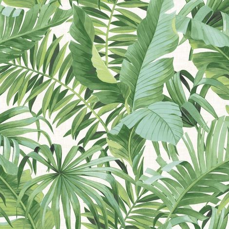 Tropical Leaf Wallpaper Palm Tree White Green A Street Prints Paste The Wall (1/4)