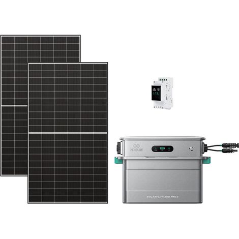 Zendure SolarFlow 800 Pro 2 - Stockage énergétique solaire domestique 800W, gestion intelligente, IP65, avec Compteur intelligent 3CT, avec 500Wx2 Panneau Bifacial