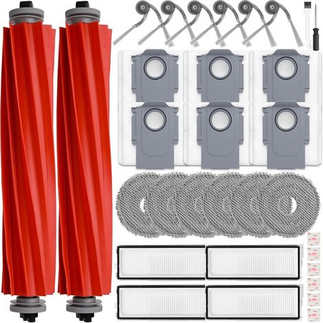 32 Stück Zubehörset für Roborock QV 35A / QV 35S / QR598 / QR798 Saugroboter, 2 Hauptbürsten 6 Staubbeutel 4 Filter 6 Wischtücher 6 Seitenbürsten 6 Flach-Duftstein, Ersatzteile (1/5)