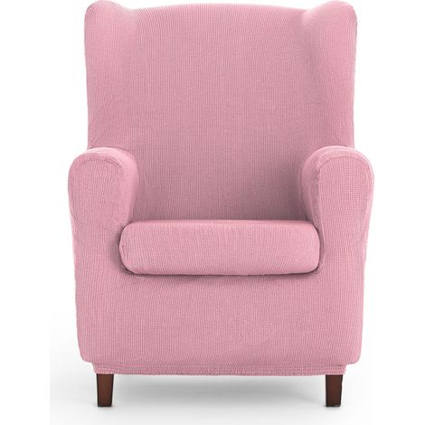 Housse de Fauteuil à Oreilles Universelle et Polyvalente - Housse de Fauteuil de Couleur Rose protectrice Facile à Placer pour Le Dossier, l'assise et Les Bras (1/5)