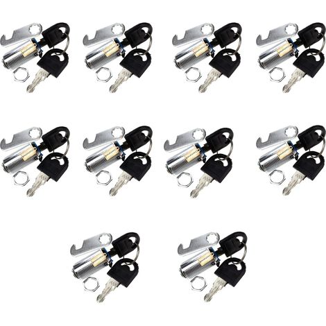 10 Paquet Serrure de sécurité pour boîte aux lettres Serrure à came pour armoire et tiroir 30 mm avec 20 clés, chaque serrure avec la même clé (1/5)