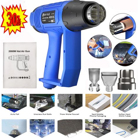 Pistolet à air chaud électronique professionnel 2000W pour décaper la peinture avec 3 buses