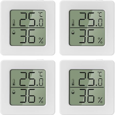 Thermomètre Intérieur Mini Thermometre Interieur Hygrometre Interieur Digital à Haute Précision Temperature Interieur Thermomètre Chambre Bébé Thermometre Interieur Maison pour Maison Bureau 4 PCS (1/3)