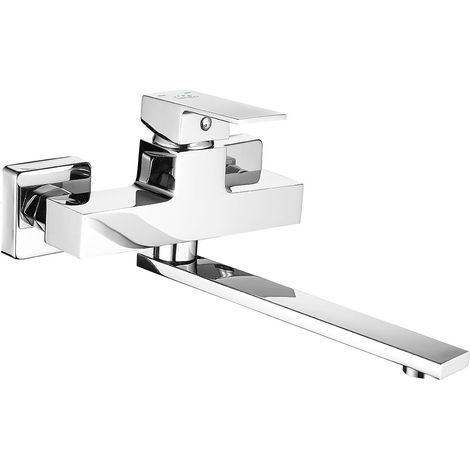 Grifo de lavabo de pared cromado KVADRATO Laveo (1/2)