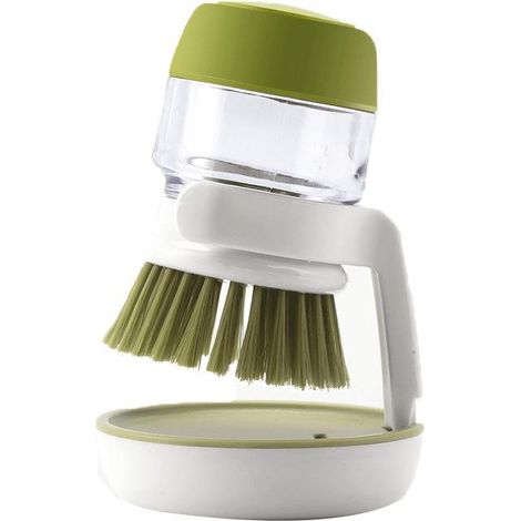 Brosse à vaisselle avec distributeur de savon – Verte, brosse de cuisine pour nettoyer la vaisselle, les casseroles et l'évier (1/5)