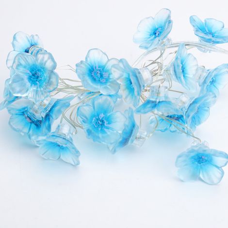 Guirlande lumineuse – Bleu – 5 m – 30 LED – 8 modes – Boîtier télécommande étanche – Fleurs cerisier/peach – Cuivre