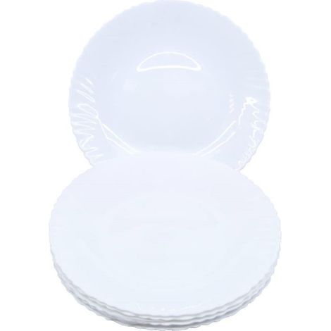 Titan set 6 piatto piano vetro opale bianco 24 cm