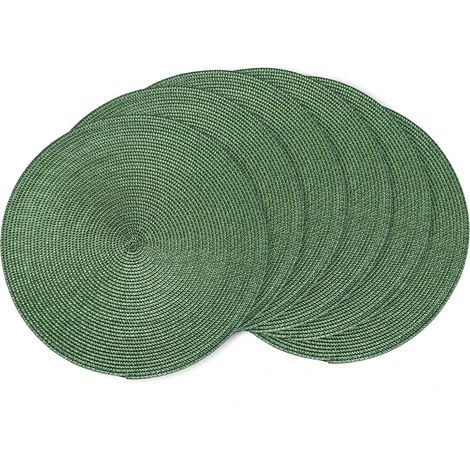 Lot de 6 sets de table ronds tressés de 38,1 cm pour tables de salle à manger, tissés naturels, résistants à la chaleur (vert olive)'Vert Olive 15 inches'Vert Olive'15 inches (1/5)