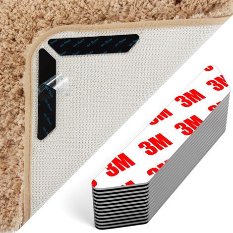12 Anti-Slip Rug Grippers for Laminate/Wooden/Tile Floors Washable Reusable Carpet Underlay with Stickers (Hard Floor Non-Slip Gripper Pads) (1/5)