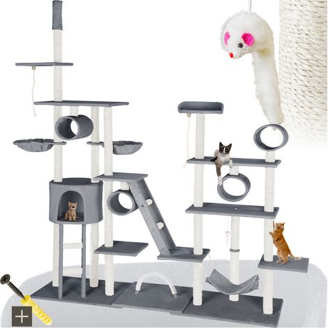Arbre à chat griffoir escalade réglable de 234 261 cm gris