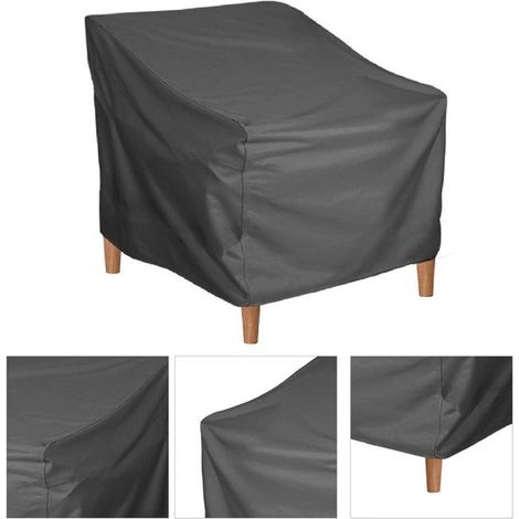 Funda para sillas de jardín - Funda protectora para exteriores - Protege los muebles - Cobertura total - 80x85x915cm - Negro (1/5)