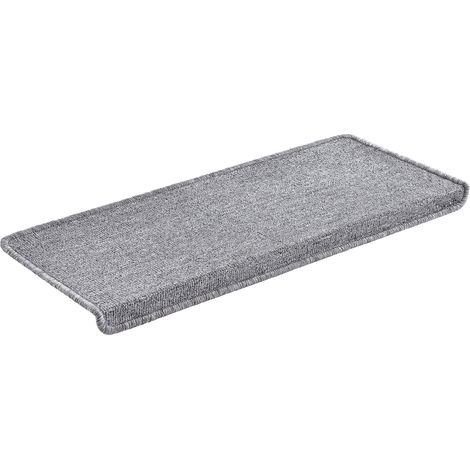 Set di 15 gradini rettangolari antiscivolo 65 x 24 cm con bordo grigio chiaro 030007608