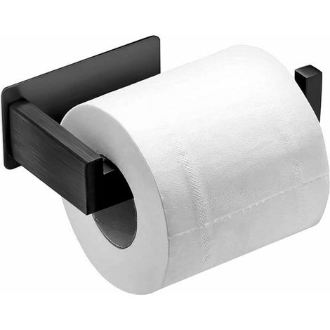 Porte Papier Toilette Auto-adhésif 3M en Acier Inoxydable Support de Papier, Porte Rouleau Papier Toilettes sans Percage, Porte Rouleau Papier WC Derouleur, Noir (1/5)