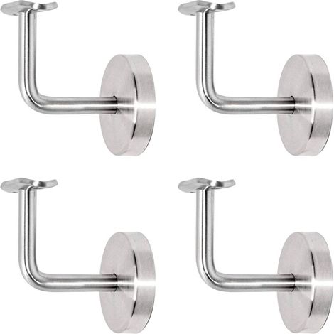 Wandhalterungen für Handläufe – Handlaufhalterung – Wandhalterung – 3-Loch-Befestigung – Mit Abdeckrosette (60 mm Durchmesser) – Für runde Edelstahlrohre