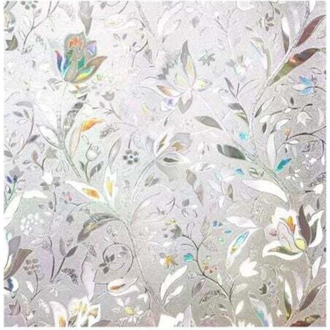 60 × 200 cm 3D-Fensterfolie, elektrostatische Folie, Sichtschutz, UV-Schutz, dekorative Fensterfolie, blendfrei, Tulpenmuster