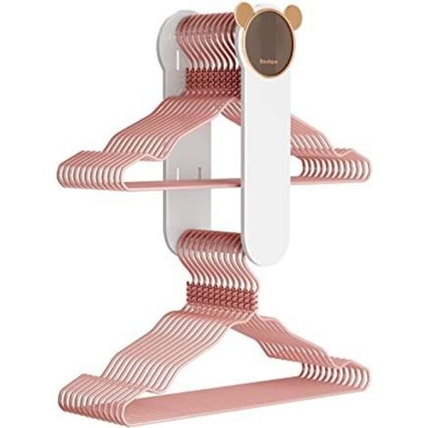 Two-tier retractable storage hanger, no drilling required, wall-mounted, suitable for coats in closets and bathrooms, white (1/5)