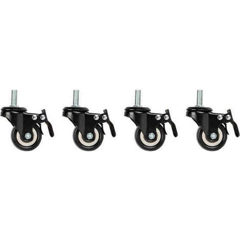 Ruote girevoli Lanberg nere 5 cm con freno set 4