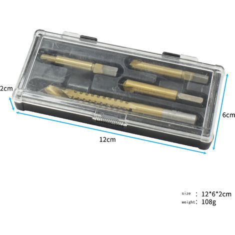 Set mit 10 Schraubenausdrehern aus Stahl zum Entfernen abgebrochener Schraubenköpfe und beschädigter Gewinde (1/2)
