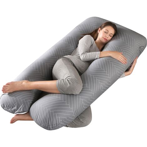 Coussin de Grossesse pour Dormir - Coussin d'Allaitement en Forme de U, Coussin Maternité et Coussin Grossesse Oreiller avec Housse en Coton Amovible, Soutien pour Le Dos, Les Hanches, Les Jambes (1/5)