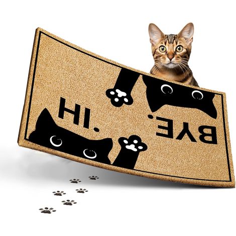Paillasson Coco 60x40cm  Chat [Extra Durable & antidérapant]  Paillasson Chat  Tapis Coco Interieur Rigolo  Paillasson Exterieur Entree Original  Paillassons pour entrée (1/5)