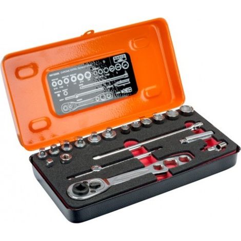 BAHCO - Jeu de douilles 1/4, 6 pans, pouces, et cliquet de réfrigération -12 pc/coffret
