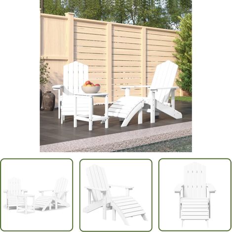 The Living Store Chaises de jardin Adirondack repose-pied table PEHD Blanc - Chaise De Jardin - Fauteuil De Jardin - Meuble De Jardin - Mobilier De Jardin - Terrasse (1/5)