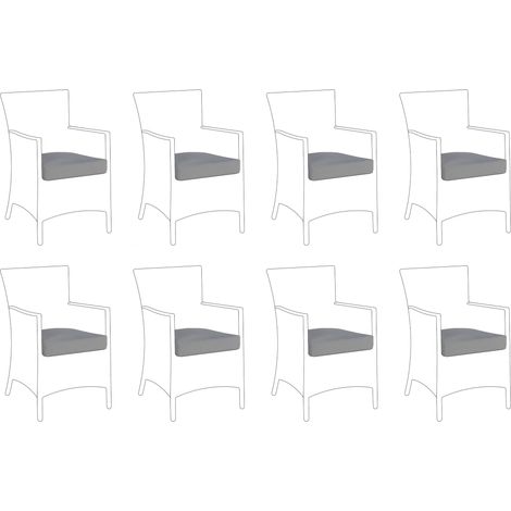 Conjunto de 8 fundas de cojín para silla de jardín fundas de cojín para exterior gris Italia