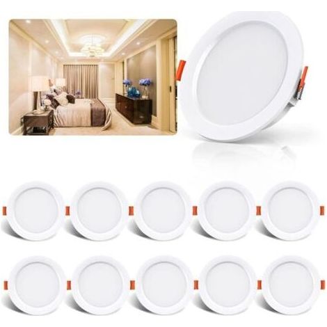 Spot LED Encastrable Lot de 10, 5W 500Lumen Equivalent 50W Incandescence, 4000K Blanc Spot Led Extra Plat Pour Salle de Bain Cuisine Salon Couloir (1/4)