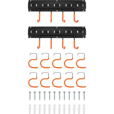 2 Set Porte-Outils Jardin 8 x 41cm Support Mural Crochet Orange (1/5)