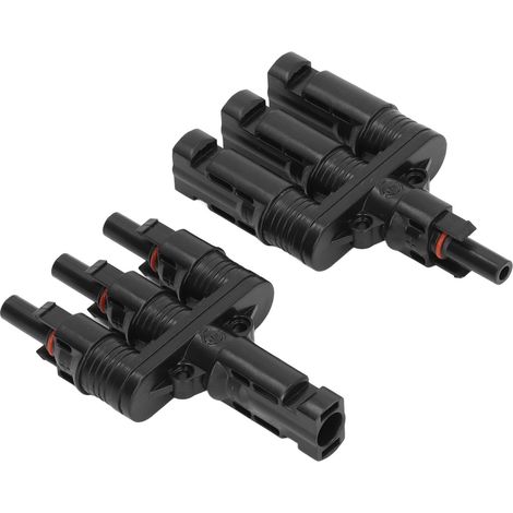 Connecteurs pour panneaux solaires 1000 V CC (une paire), plaqués cuivre et étain PPO, adaptateur photovoltaïque de type T 3 vers 1 pour extérieur (1/5)