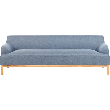 Sofá 3 plazas elegante tela poliéster patas de madera sala de estar azul Sosjo
