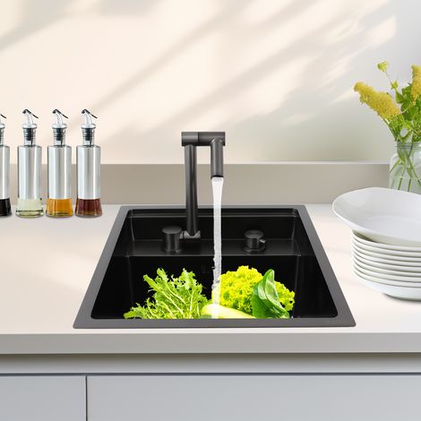 Edelstahl Einbauspüle Küchenspüle Waschbecken Spülbecken mit Wasserhahn Armatur 4339cm (1/5)