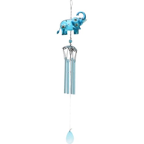 Carillon éolien en forme d'éléphant bleu, décoration extérieure pour jardin, balcon, terrasse, cadeau de Noël pour maman, petite amie, femmes. (1/5)