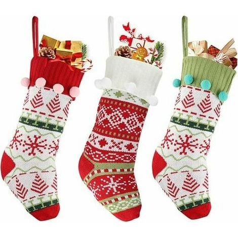 Christmas Stocking Set 3 Pieces Christmas Stocking Christmas Boots Christmas Fireplace Ornaments (Santa Claus, Snowman, Snowman and Moose) (B) (1/5)