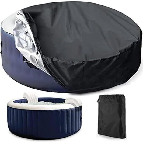 Bache Spa Gonflable Ronde 210x90cm Noir - Imperméable Exterieur, Hivernage Piscine Hors Sol/Jardin (1/5)