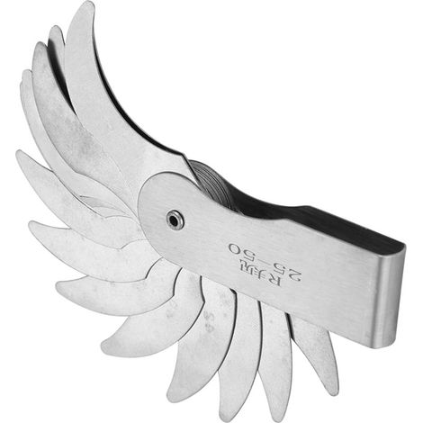 Jauge de rayon de congé en acier inoxydable, outil de mesure concave et convexe externe et interne (R25-50MM) (1/5)