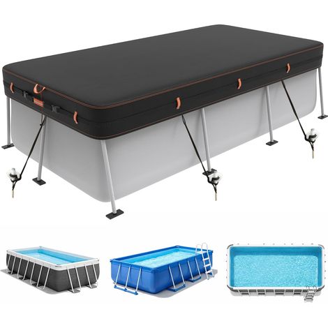 BâChe Rectangulaire 420D pour Piscine Hors Sol, RéSistante Aux UV Et Aux DéChirures, Disponible en Plusieurs Tailles 224x408cm, Protection Coupe-Vent avec Bandes RéFléChissantes. (1/5)