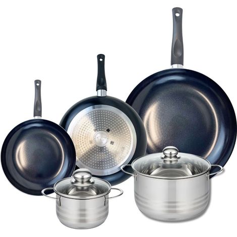 Ensemble de 3 Poêles de cuisson 20, 24 et 32 cm et 2 faitouts 14 et 20 cm Elo Prima Brillant (1/5)