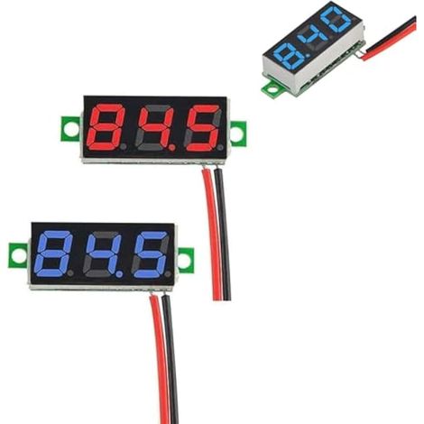 Lot de 2 mini voltmètres numériques de 0,28" - Affichage LED - Plage de mesure CC 2,4-30 V - Testeur de tension à deux fils - Protection contre l'inversion de polarité et mesure précise de la pression (1/5)