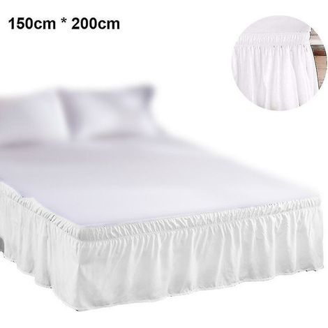 Jupe de lit à volants anti-poussière 150 x 200 cm – Fibre de polyester – Lavable en machine – Résistante aux rides et décoloration
