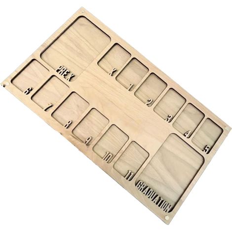 Cadre Photo Scolaire - Bois Naturel - 14 Emplacements Pour Photos - De la Maternelle au Baccalauréat - Personnalisable avec Prénom - 1 Pièce (1/5)