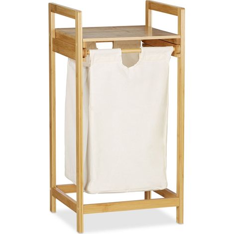 Cesto para ropa sucia de bambú natural 30 L con bolsa extraíble diseño decorativo baño dormitorio 130007556 (1/5)