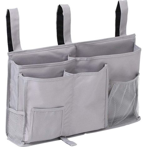 Organizzatore da letto - Tasca per comodino - Borsa portaoggetti - Borsa per box - Grigio (1/5)
