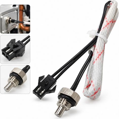 5 Pièces Sonde de Température NTC à Visser M8 50 kΩ B3950 Câble 300 mm Gaine Noire pour Chaudière Murale et Chauffe-Eau 0,1 kg (1/5)