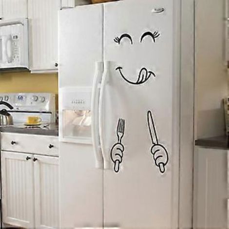 SZTXJ 3040CM Stickers muraux mignons pour réfrigérateur, motif visage souriant et gourmand (1/4)